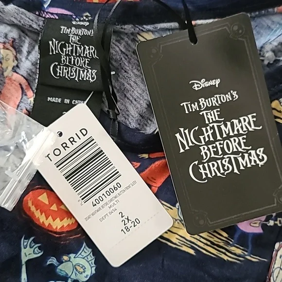 Torrid, Disney Nightmare Before Christmas Blue Sleeveless Button Front Romper - Picture 5 of 8